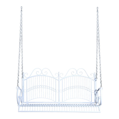 Outsunny Metal 2-Seater Outdoor Garden Swing Bench White