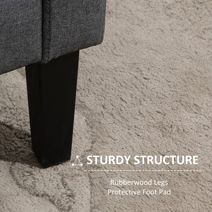 Linen Modern-Curved 2-Seat Sofa Loveseat w/ Thick Cushion Wood Legs Foot Pads Single Compact Home Furniture Grey