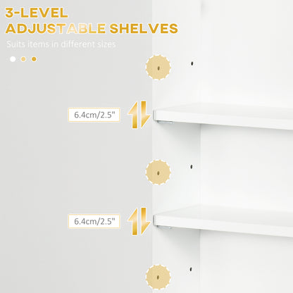 Kleankin Bathroom Wall Cabinet, Over Toilet Storage Cupboard with Adjustable Shelves for Hallway, Living Room, White