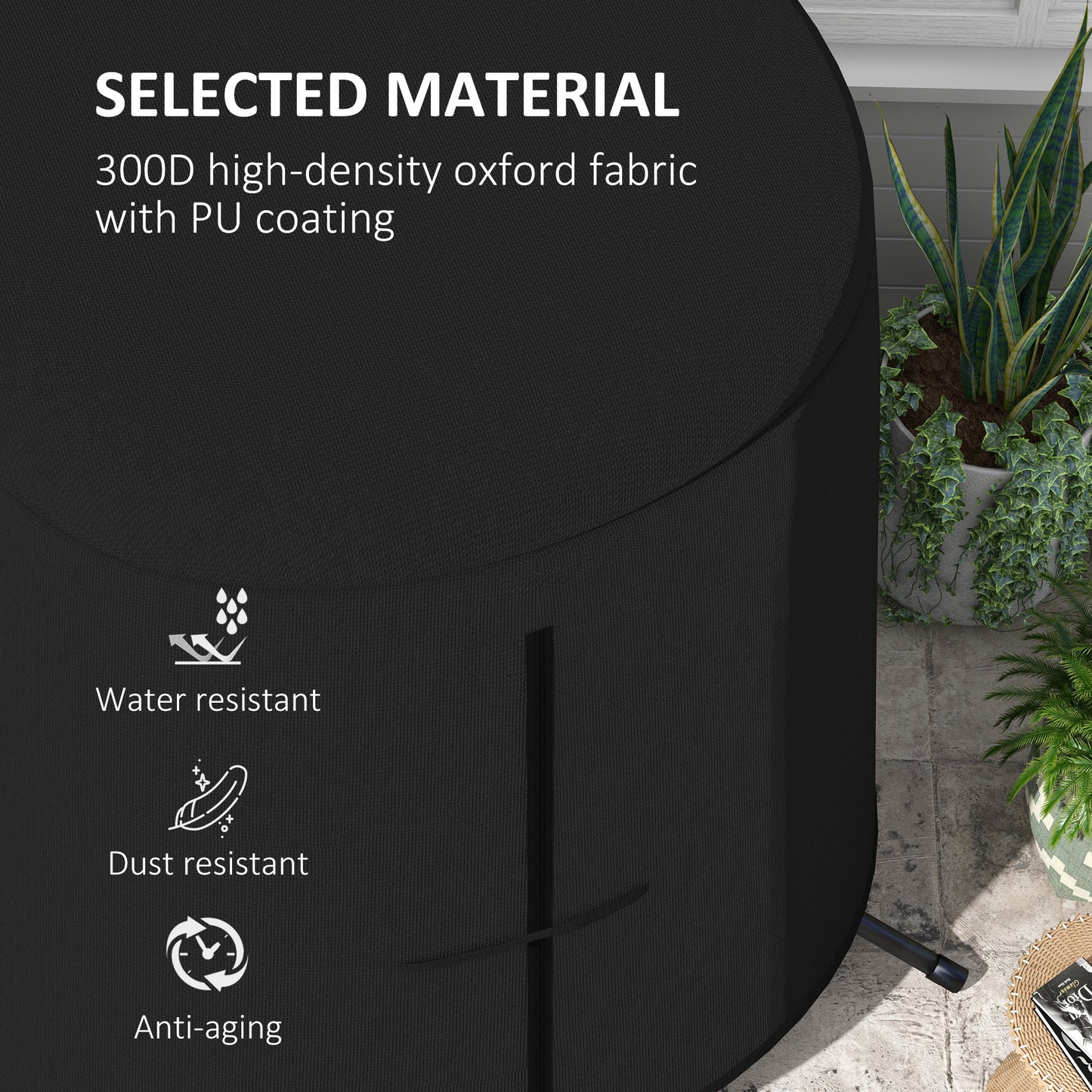 Hanging Outdoor Single Swing Egg Chair Cover Waterproof Anti-dust Furniture Protector W/ Zipper Oxford Fabric For 200 x 230cm Stand - Black