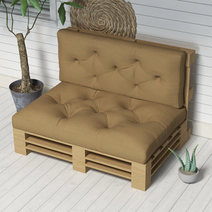 Outsunny 4-Piece Pallet Seat Cushions Back Pillows Replacement, Patio Chair Cushions Set for Indoor Outdoor, Beige