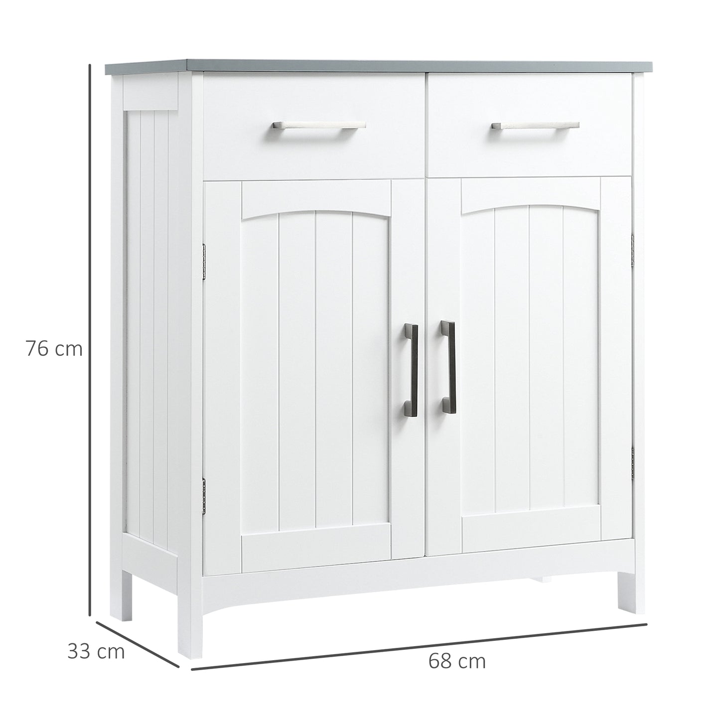 Kleankin Freestanding Bathroom Cabinet, Storage Cupboard with 2 Drawers, Double Doors, Adjustable Shelf, White