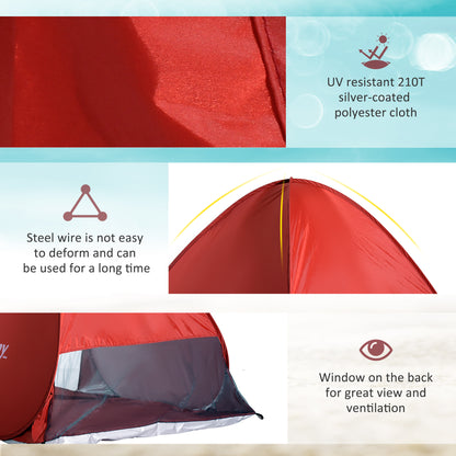 Outsunny Pop-up Portable Beach Hiking UV Protection Patio Sun Shade Shelter Tent for 2-3 Person-Red