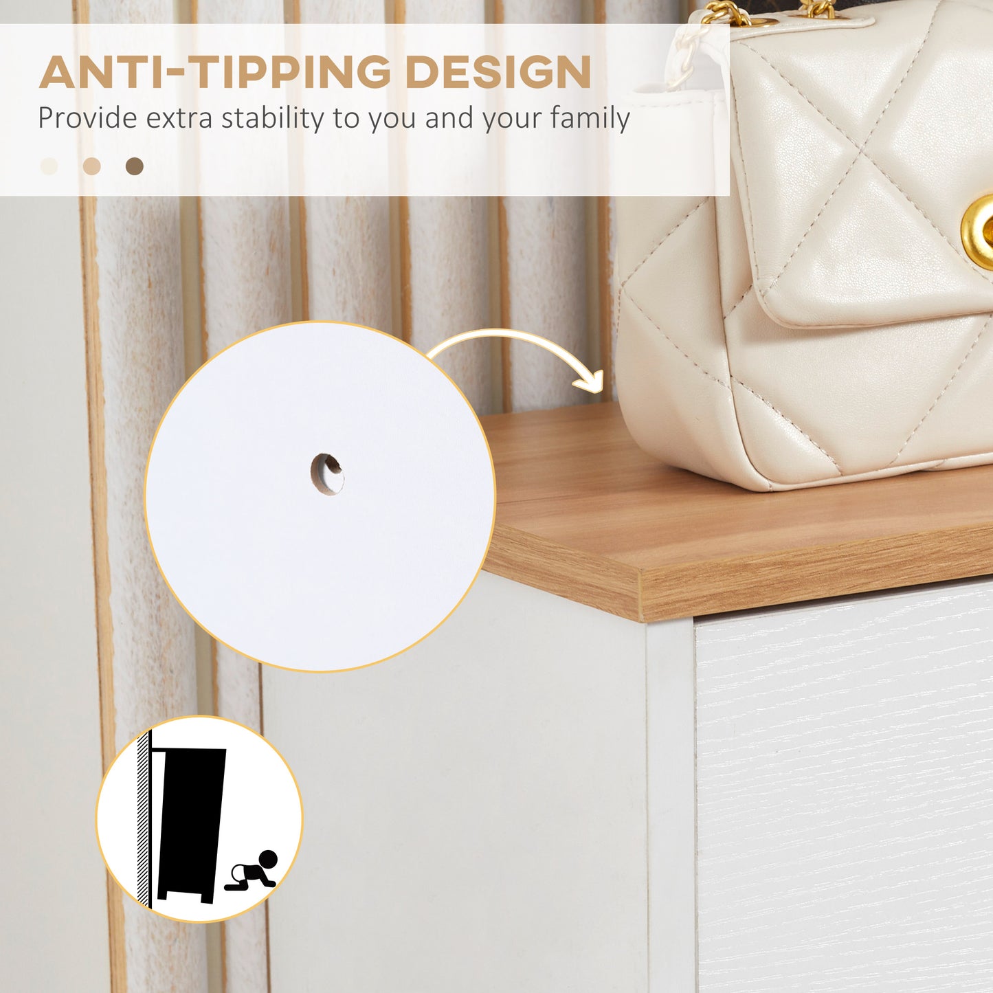 Narrow Shoe Cabinet, Slim Shoe Storage Cabinet with 3 Flip Drawers and Adjustable Shelves, 12 Pair of Shoes Organizer for Hallway