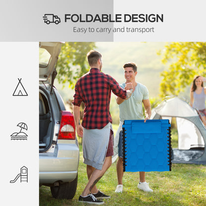 Foldable Sun Lounger Set With 5 Level Reclining Back, Tanning Chairs With Build-in Padded Seat, Loungers With Side Pocket, Headrest - Blue