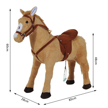 Childrens Plush Rocking Pony With Sound - Beige