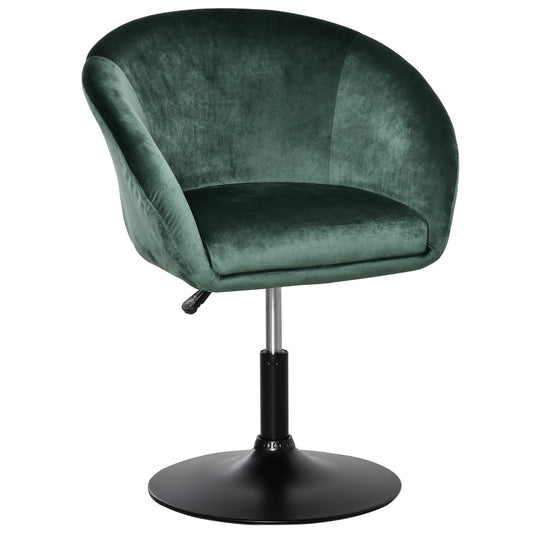 Retro Style Swivel Bar Stool Fabric Dining Chair Dressing Stool with Tub Seat, Back, Adjustable Height, Green