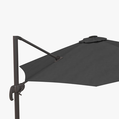 Outsunny 3(m) LED Cantilever Parasol Outdoor Sun Umbrella w/ Base Solar Lights Dark Grey
