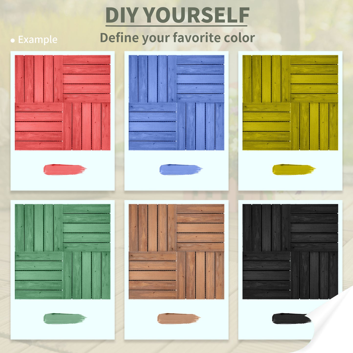 Outsunny 27 Pieces Floor Tiles Interlocking Solid Wood DIY Deck Tiles Indoor Outdoor Flooring