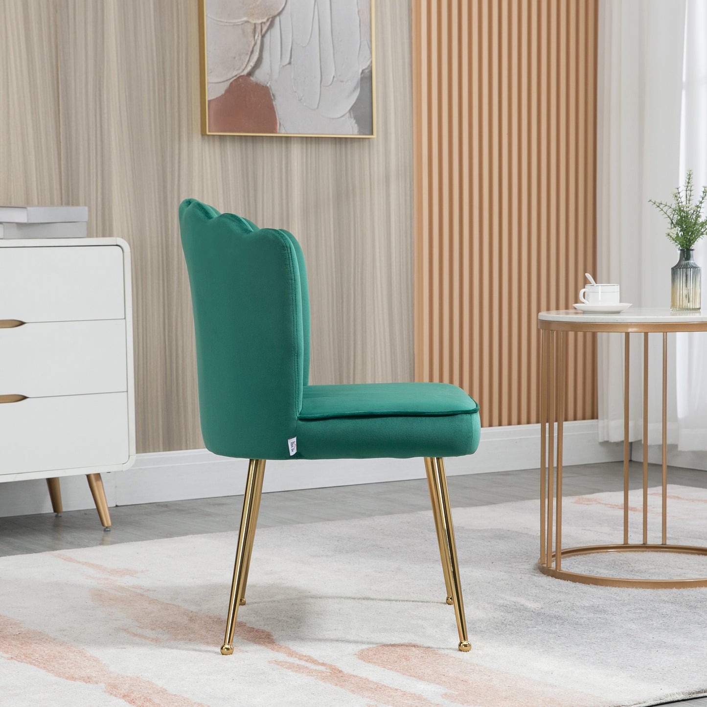 Shell Luxe Velvet Accent Chair, Modern Living Room Chair with Gold Metal Legs for Living Room, Bedroom, Home Office, Set of 2,