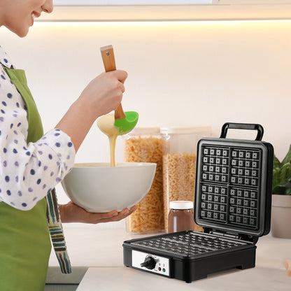 4 Slice Waffle Maker Iron Machine with Deep Cooking Plate, Adjustable Temperature, Non-stick Coating and Cool Touch Handle, 1200W