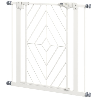 PawHut Pressure Fit Stair Gate, Dog Gate, with Auto Closing Door, Double Locking, Easy Installation, Openings 74-80cm - White