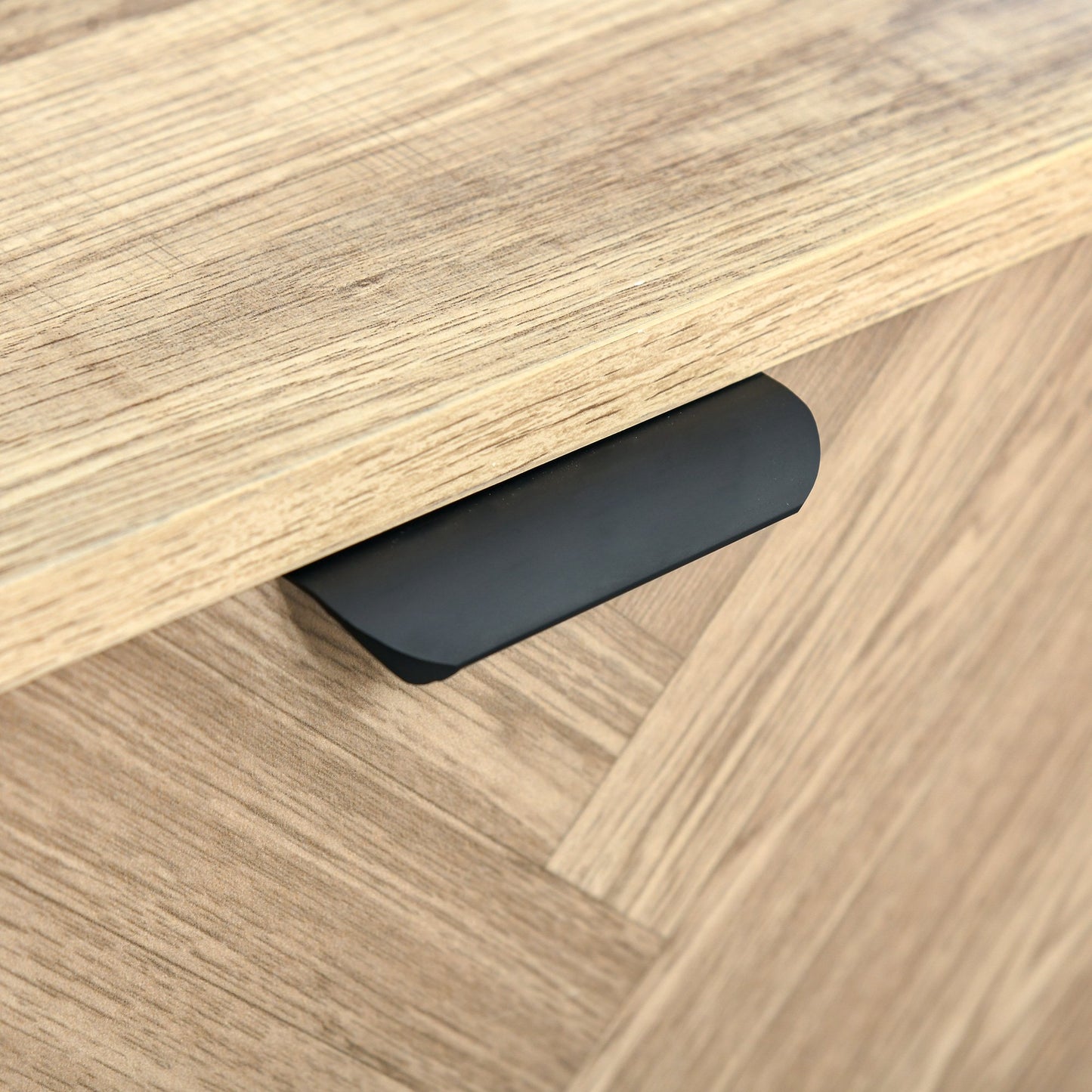 Double Door TV Cabinet Stand with Adjustable Storage Shelves Entertainment Unit Centre Home Furniture, for Living Room Bedroom, Natural