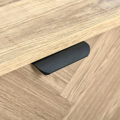 Double Door TV Cabinet Stand with Adjustable Storage Shelves Entertainment Unit Centre Home Furniture, for Living Room Bedroom, Natural