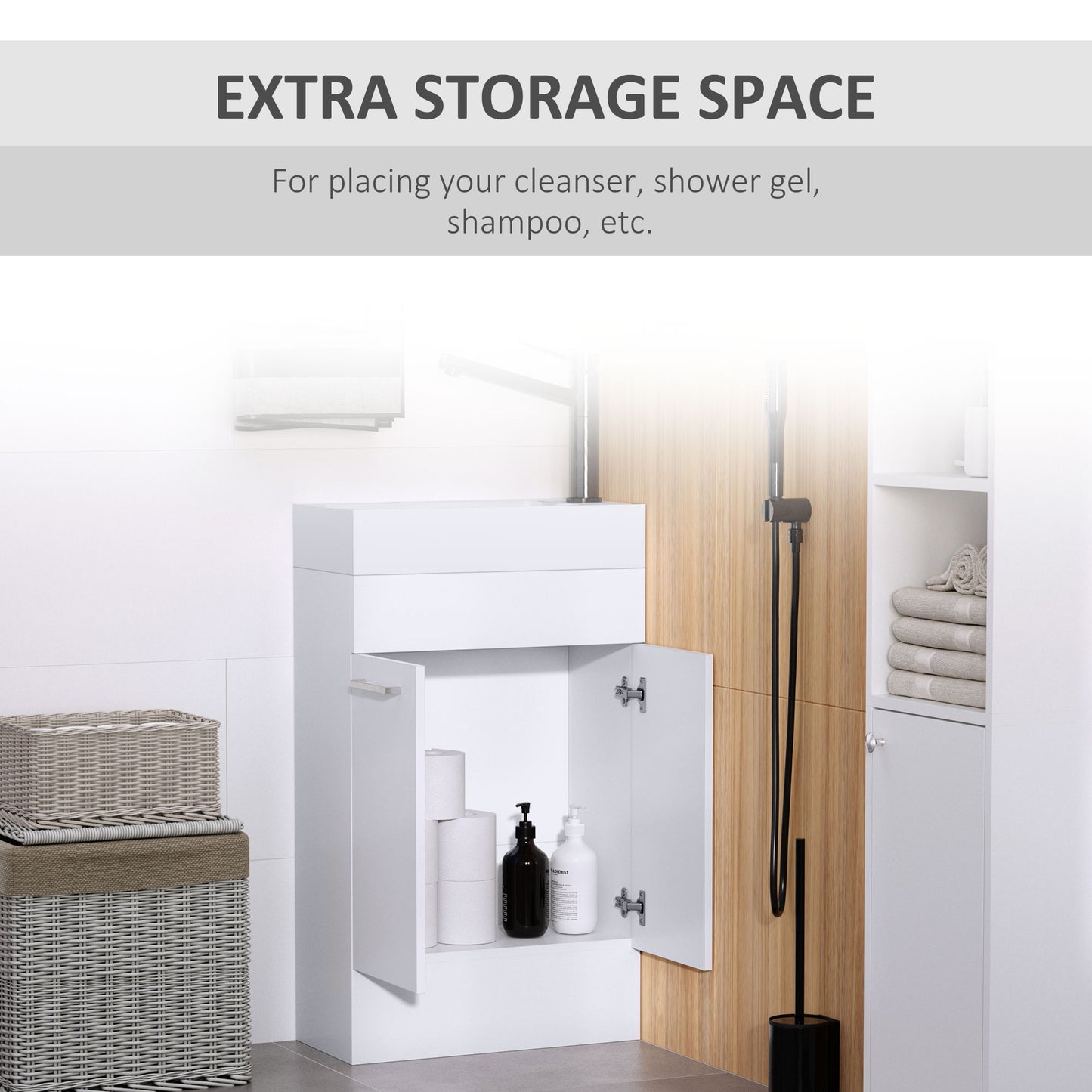 Kleankin 500mm Freestanding Vanity Unit Under Sink Bathroom Vanity w/Ceramic Basin & Storage Cabinet Home Furniture-White