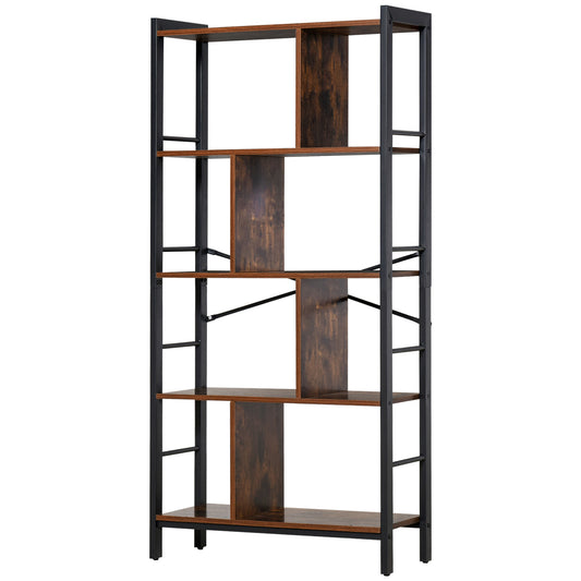 Retro Vintage Style Industrial Style Storage Shelf Bookcase Closet Display Rack Kitchen Organizer with 4 Shelves, Metal Frame for Living Room Study