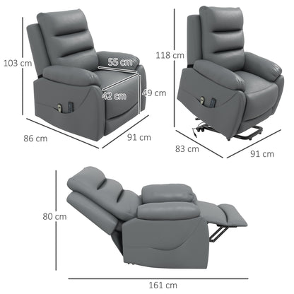 Electric Riser and Recliner Chairs for Elderly, PU Leather Power Lift Recliner Armchair with Vibration Massage, Side Pockets
