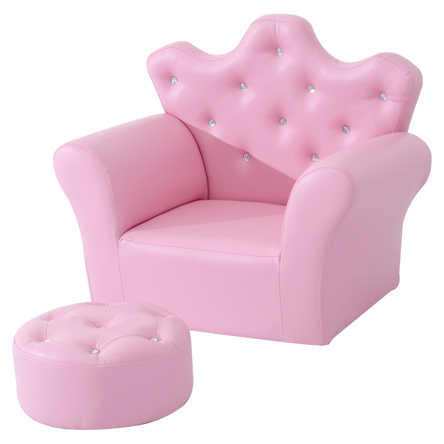 Children's Kids Sofa Set Armchair Chair Seat with Free Footstool PU Leather Pink