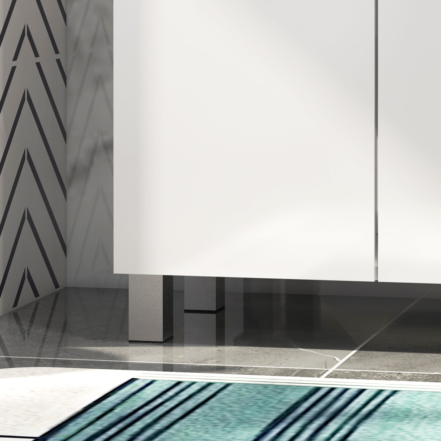 Kleankin Freestanding Bathroom Cabinet, High Gloss Storage Cabinet with Doors and Adjustable Shelf, 60 x 30 x 80 cm, White