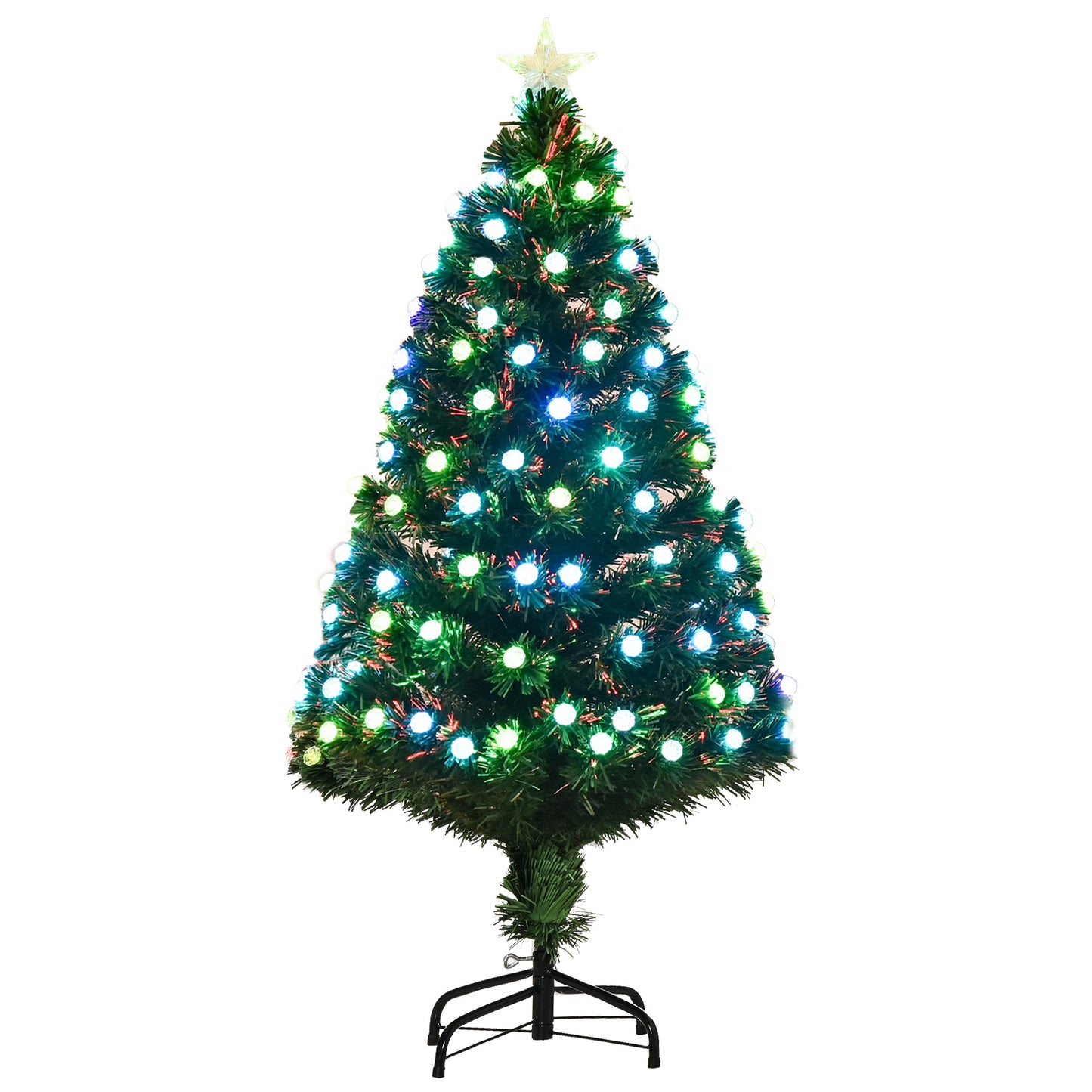 4FT Prelit Christmas Tree Artificial w/Fibre Optic Decorations LED Light Holiday Home Xmas Decoration-Green