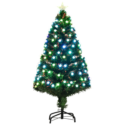 4FT Prelit Christmas Tree Artificial w/Fibre Optic Decorations LED Light Holiday Home Xmas Decoration-Green
