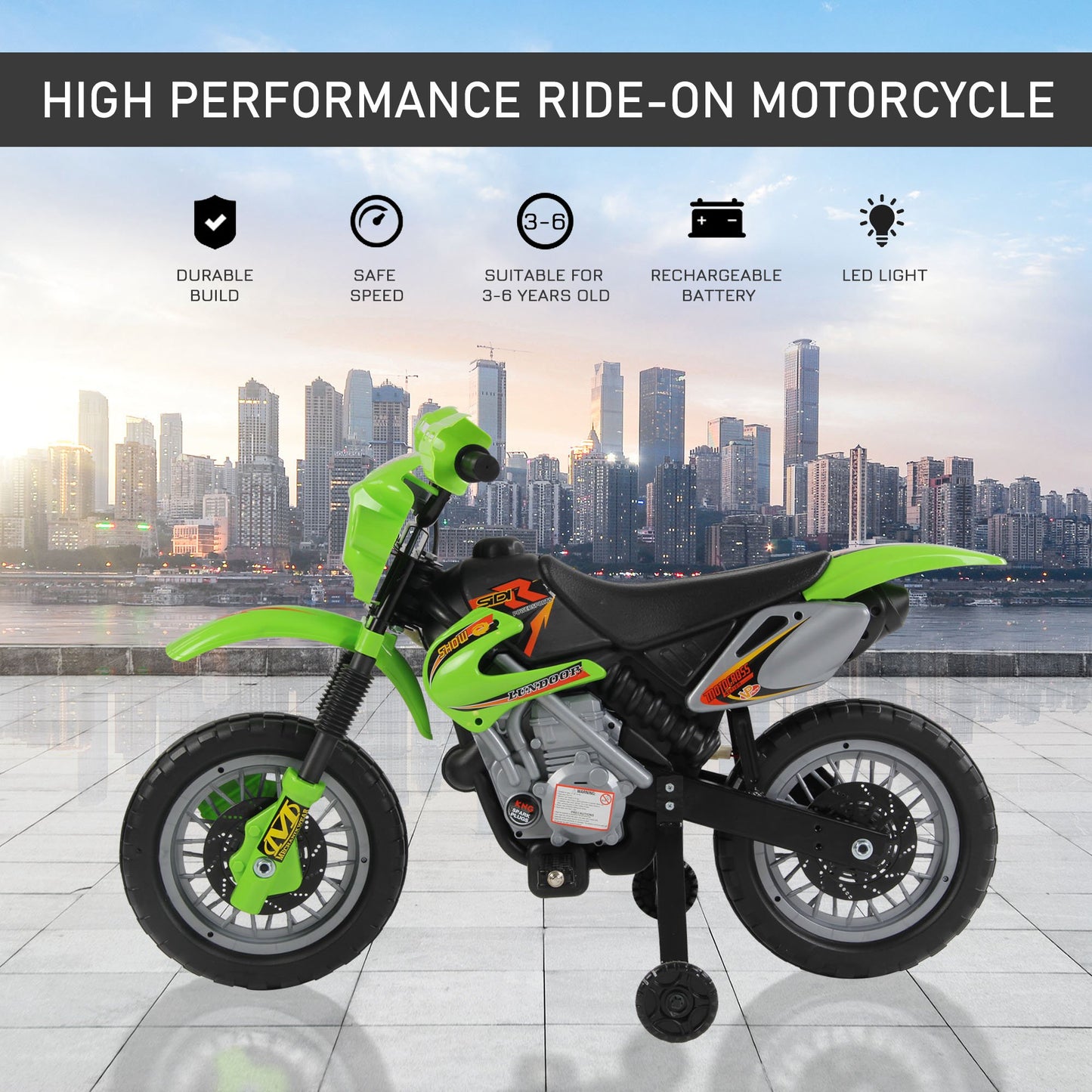 Kids Electric Motorbike Child Ride on Motorcycle 6V Battery Scooter (Green)