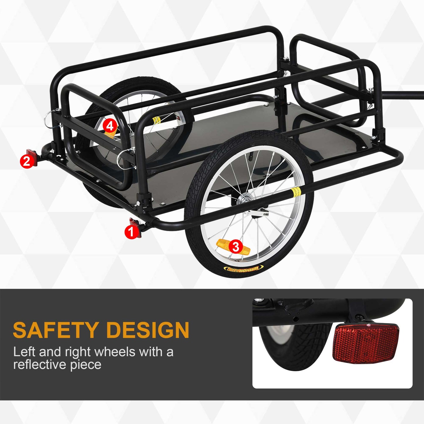 Bike Cycle Cargo Trailer in Steel Frame-Black