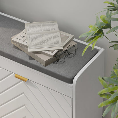 Shoe Storage with Seat, Upholstered Entryway Bench, Shoe Bench with 2 Flip Drawers and 2 Vents for 8 Pairs of Shoes