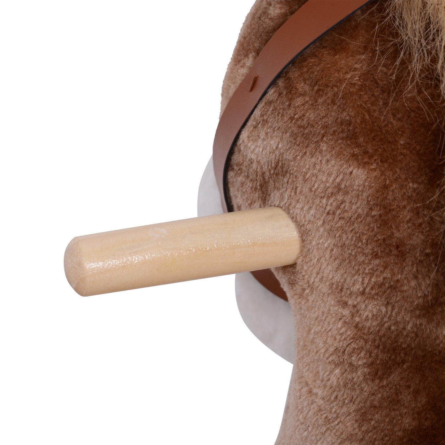 Kids Children Plush Rocking Horse Wooden Base Ride On Toy Rocker with Handle Grip Traditional Toy Fun Gift for Age 3+ (Brown & White)