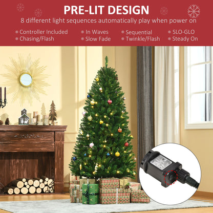 6ft Prelit Christmas Tree Artificial Tree Warm White LED Light Holiday Home Decoration, Green