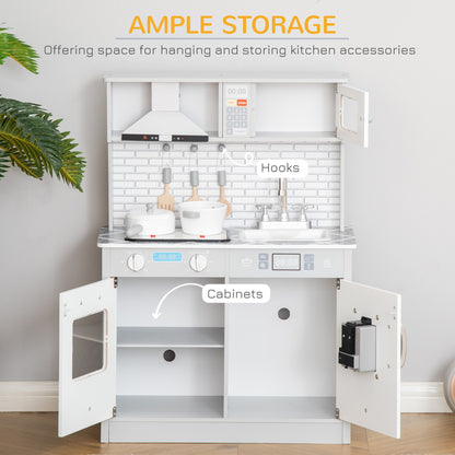 Kids Kitchen Play Cooking Toy Set, Educational Pretend Role Playset Game With Sound & Light Effect, Ice Machine