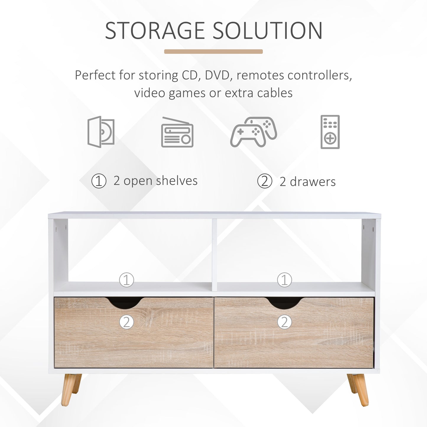 Particle Board TV Media Unit White/Oak