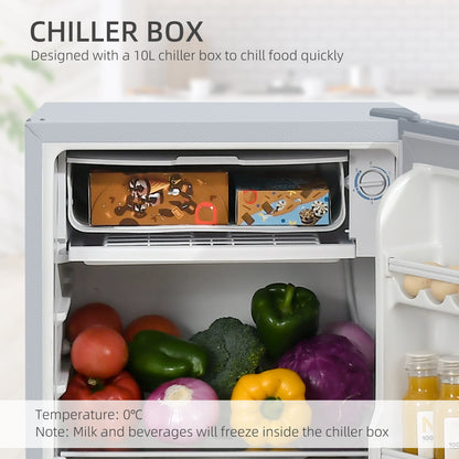 91 Litre Freestanding Under Counter Fridge Freezer With Chiller Box, Reversible Door, Adjustable Thermostat, 47.5cm W - Grey