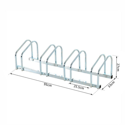 4-Bike Floor Cycle Stand Storage Organiser Rack Silver