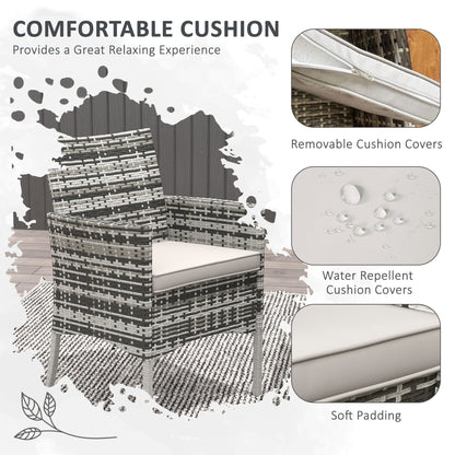 Outdoor Dining Set 5 Pieces Patio Conservatory with Tempered Glass Tabletop, 4 Dining Armchairs - Grey