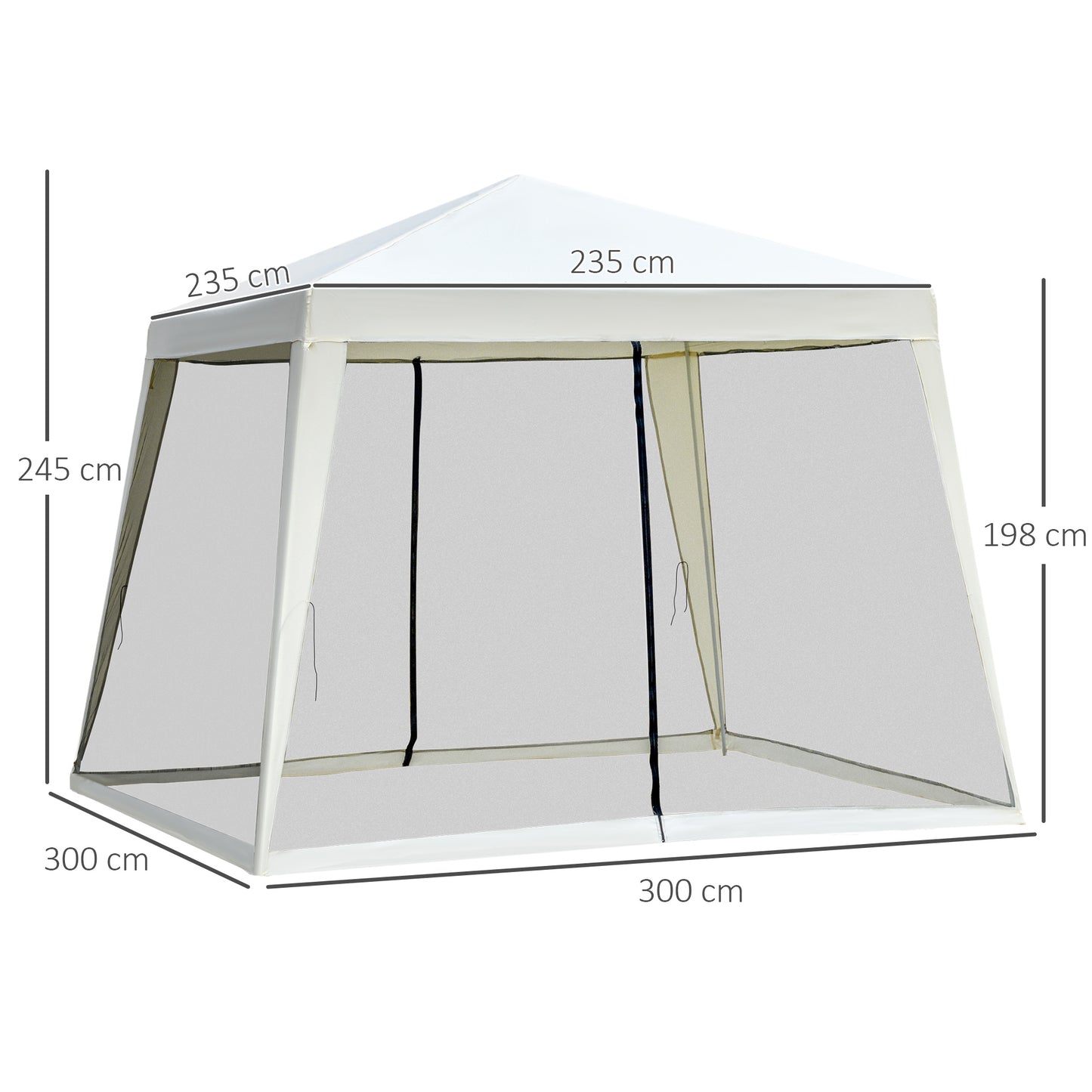 Outsunny 3x3m Outdoor Gazebo Tent W/Mesh Screen Walls-Cream white