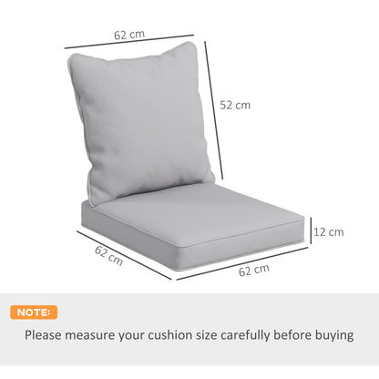 Outsunny 1-Piece Back and Seat Cushion Pillow Replacement, Patio Chair Cushion Set for Indoor Outdoor, Light Grey