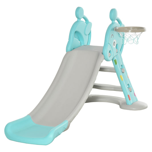 2 in 1 Kids Slide with Basketball Hoop Toddler Freestanding Slider Playset Exercise Toy 18 months -4 Years Old Deer Shaped Blue