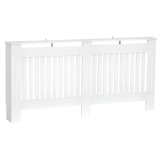 Slatted Radiator Cover Painted Cabinet MDF Lined Grill in White 172L x 19W x 81H cm