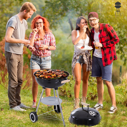 Outsunny BBQ Grill Charcoal Grill Portable Charcoal BBQ Round Kettle Grill Outdoor Heat Control Party Patio Barbecue