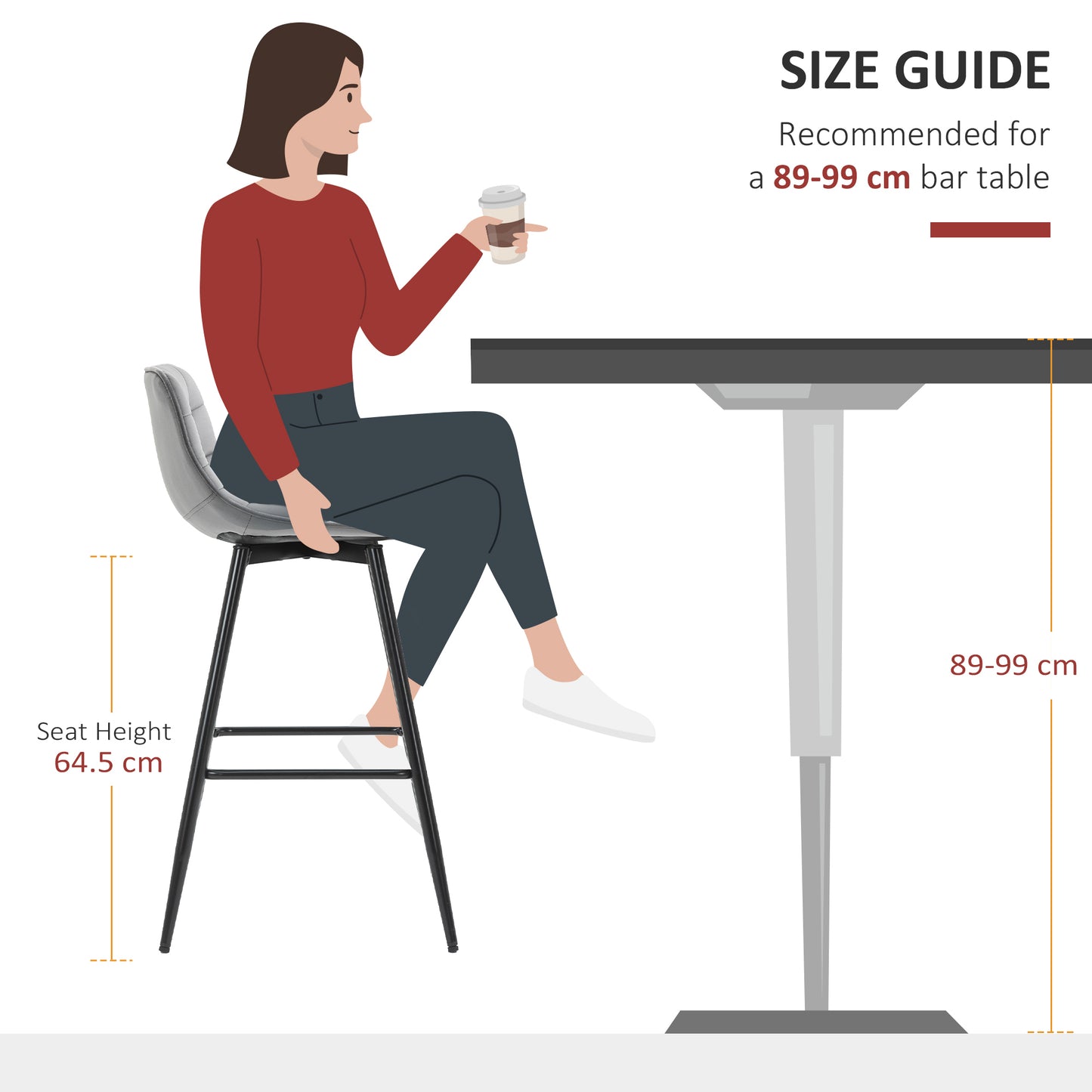 Retro Style Set of 2 Bar stools With Backs Velvet-Touch Dining Chairs Kitchen Counter Chairs  Fabric Upholstered seat with Metal Legs, Backrest, Grey