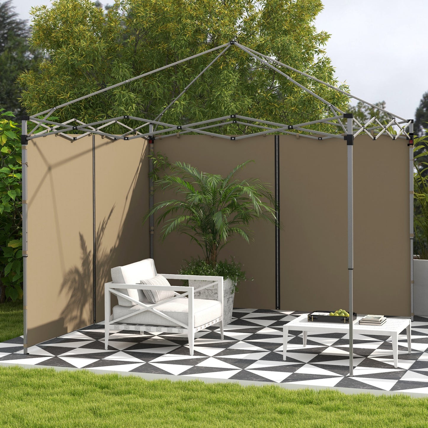 Outsunny Gazebo Side Panels, 2 Pack Sides Replacement, for 3x3(m) or 3x6m Pop Up Gazebo, with Zipped Doors, Beige