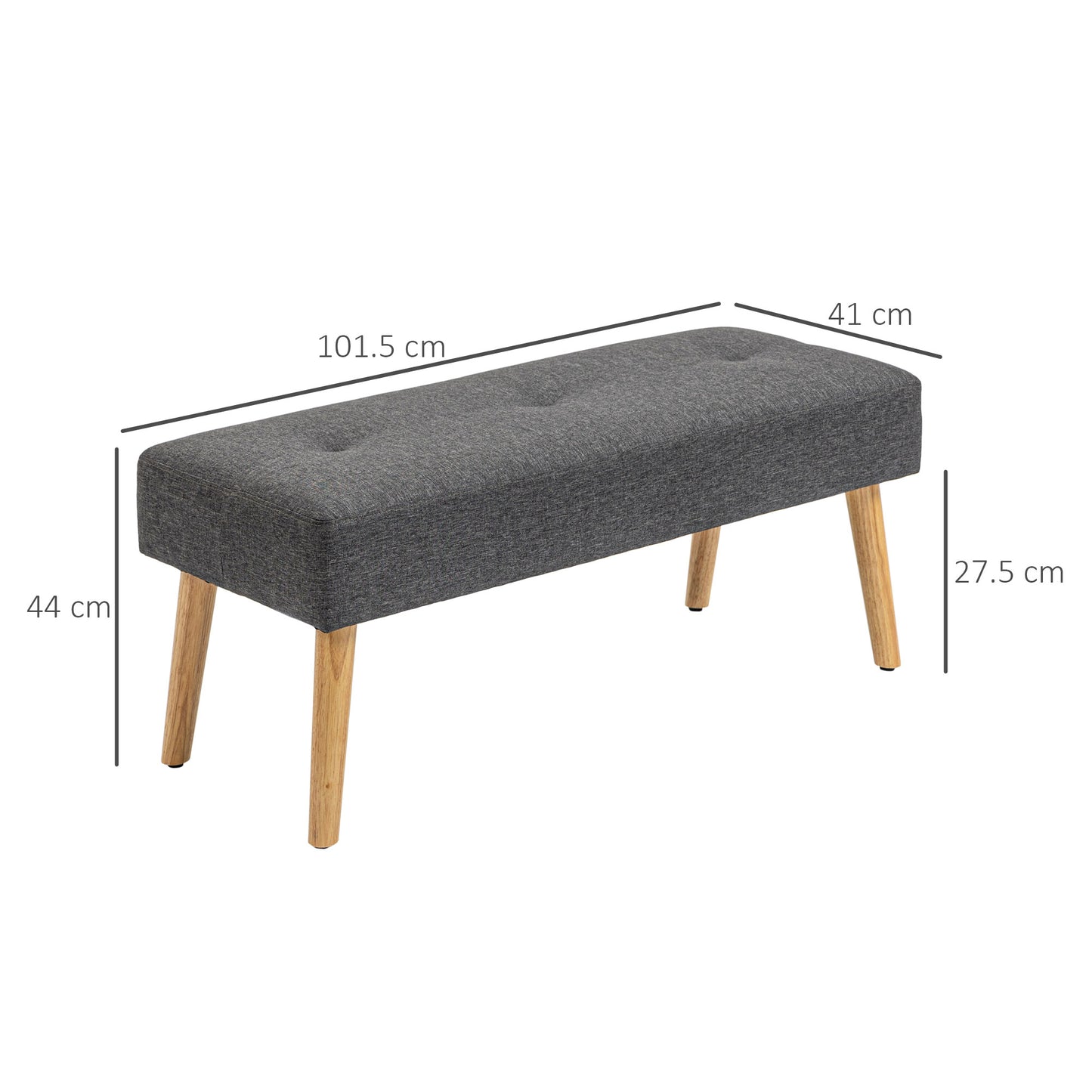 Retro Style Multifunctional Bed End Bench Tufted Upholstered Shoe Bench Ottoman Footstool Linen Fabric for Entryway Living Room Grey