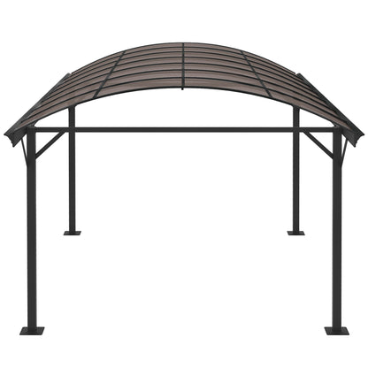Outsunny 5 x 3(m) Hardtop Carport Aluminium Gazebo Pavilion Garden Shelter Pergola with Polycarbonate Roof, Brown