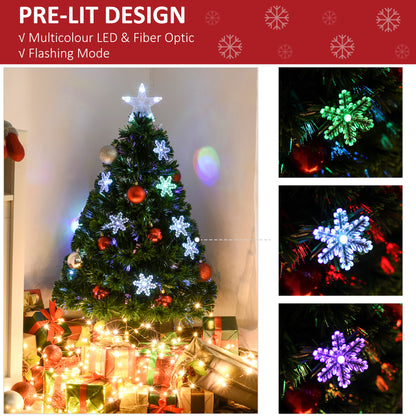 3ft Fibre Optic Christmas Tree 90cm With Showflakes, Green
