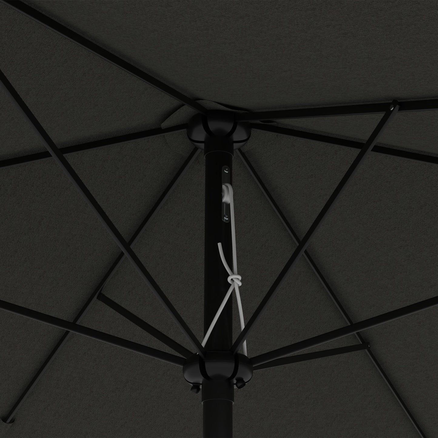 2 x 3(m) Garden Parasol Umbrella, Rectangular Outdoor Market Umbrella Sun Shade With Crank & Push Button Tilt, 6 Ribs - Dark Grey