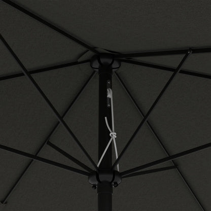 2 x 3(m) Garden Parasol Umbrella, Rectangular Outdoor Market Umbrella Sun Shade With Crank & Push Button Tilt, 6 Ribs - Dark Grey