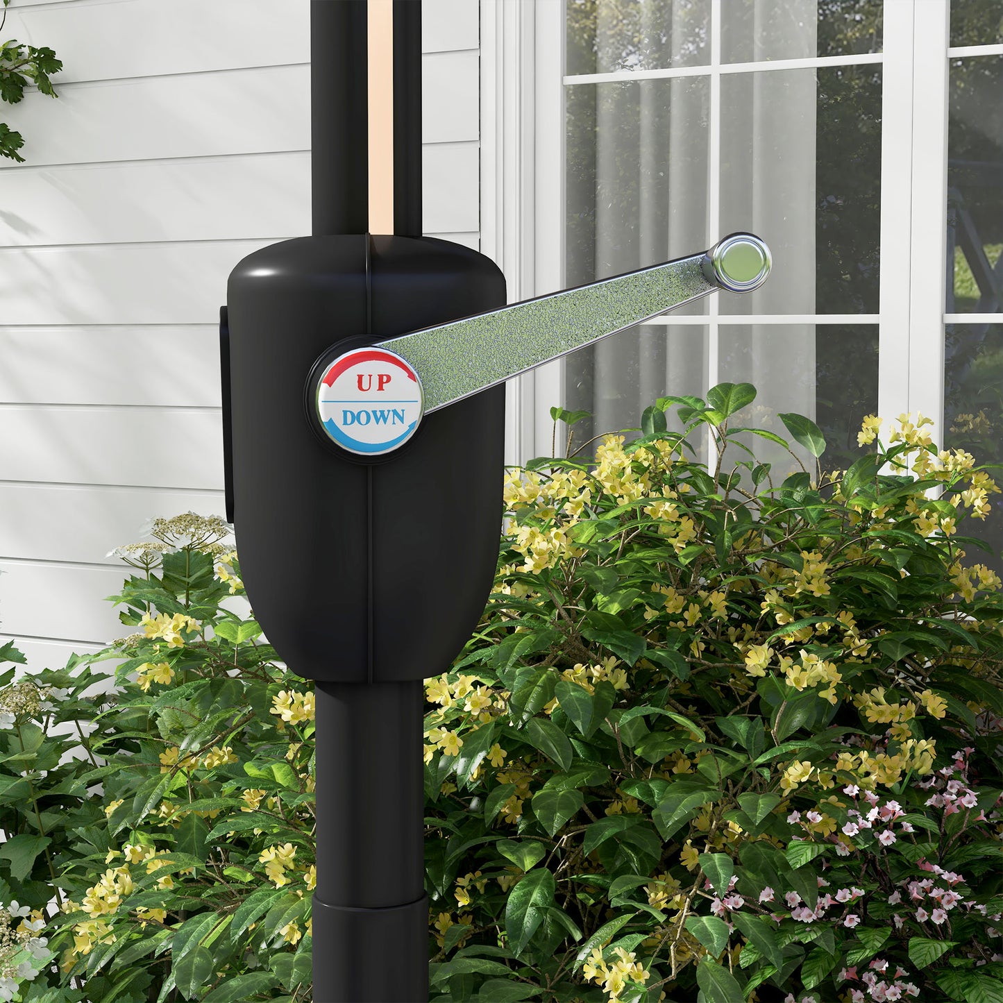 Outsunny Garden Parasol with LED Lights, Solar Charged Patio Umbrella with Crank Handle, for Outdoor, Charcoal Grey