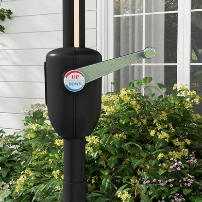 Outsunny Garden Parasol with LED Lights, Solar Charged Patio Umbrella with Crank Handle, for Outdoor, Charcoal Grey