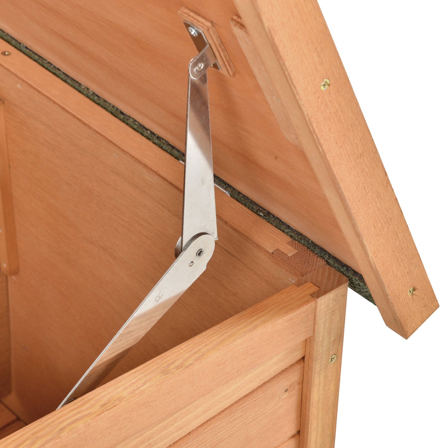 PawHut Rabbit Hutch Small Animal Guinea Pig House Off-ground Ferret Bunny Cage Backyard with Openable Main House & Run Roof 125.5 x 100 x 49cm Orange